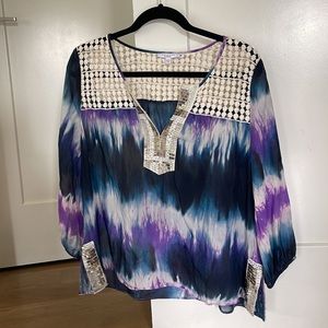 Calypso St. Barth Tie Dye Embellished Silk Tunic size Medium